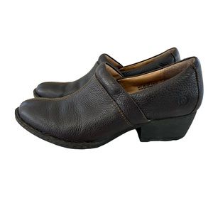 BORN Brown Leather Slip On Ankle Bootie Shoes 8
